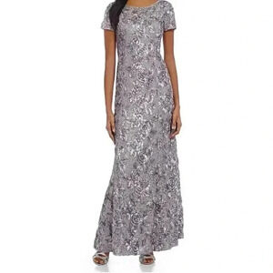 Alex Evenings Rosette A-Line Gown Size 14